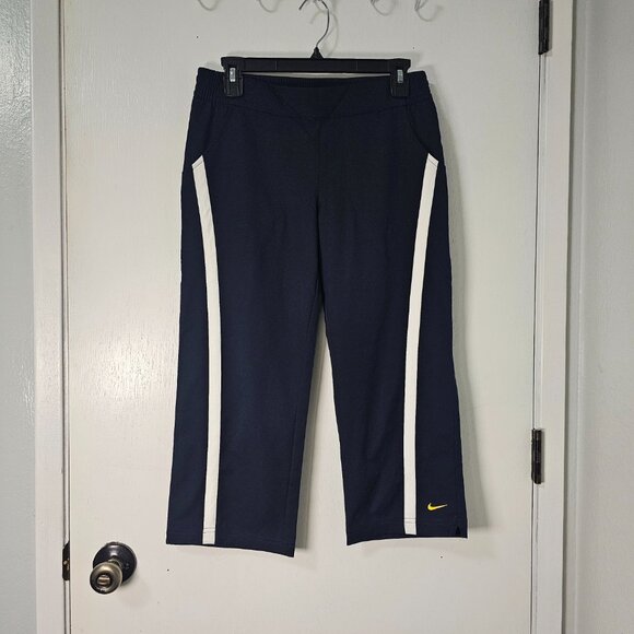 Nike Fit Dry Navy Capri Track Pants Cropped Joggers 3/4 Length Women’s Size S - Picture 2 of 8